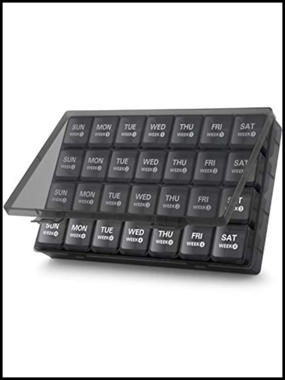 Monthly Pill Organizer 28 Day Large Medicine Case Travel Dust-Proof BPA-Free